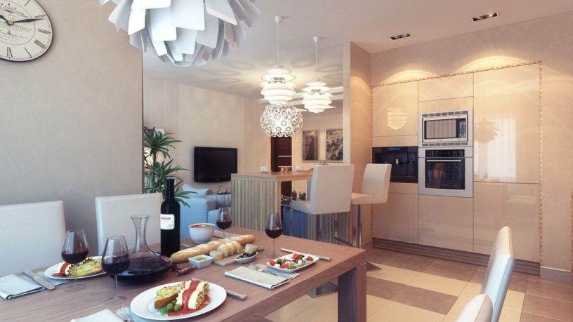 Modern Dining Area with Statement Ceiling Light Units Ideas
