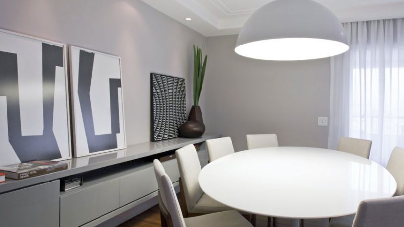 Modern Dining Room with Minimalist Chandelier