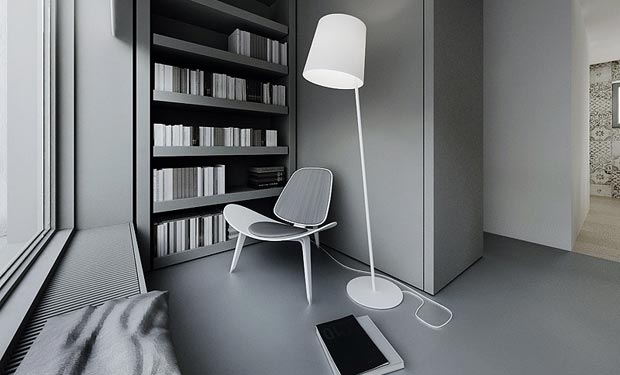 Modern Reading Nook with Grey Color Room