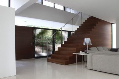 Modern Stairway Design with Wood Material