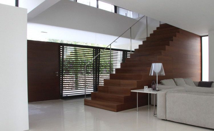 Modern Stairway Design with Wood Material