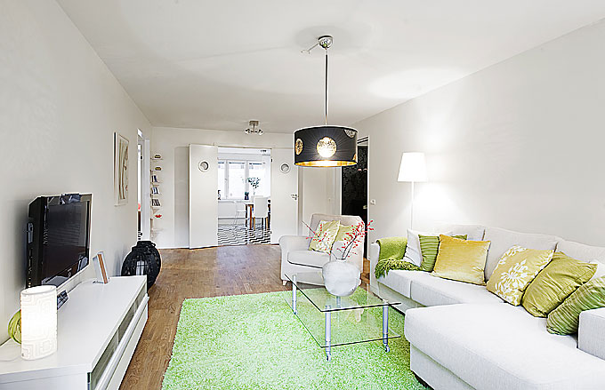Modern White Living Room with LCD TV