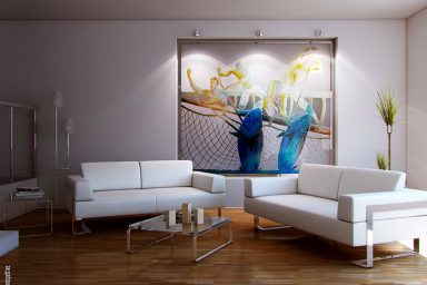 Modern White Sofa Living Room and Wood Floor