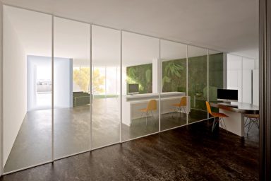 Personal Office Interiors with Mac and Orange Chairs