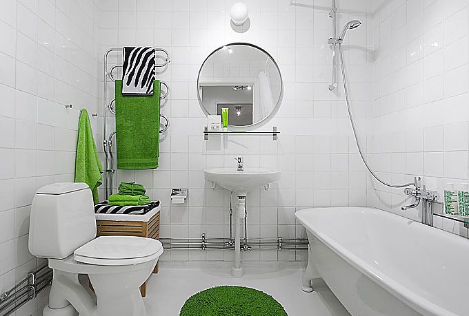 Simple Bathroom Apartment with Green Accents