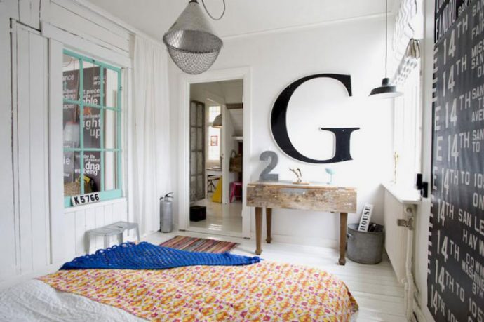 Teen Interior Bedroom with Alphabet 3D Decor and Thrifted Treasures