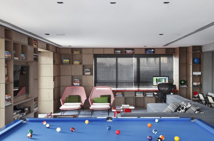 The Blue Pool Table in Work Space