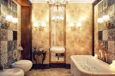Chandeliers in a Luxurious Bathroom Ideas
