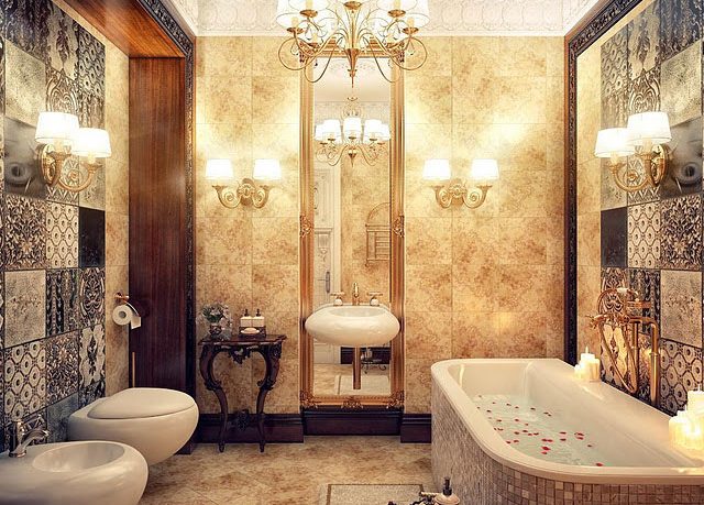Chandeliers in a Luxurious Bathroom Ideas