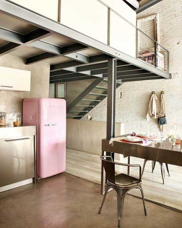Charming Pink Refrigerator Kitchen Ideas