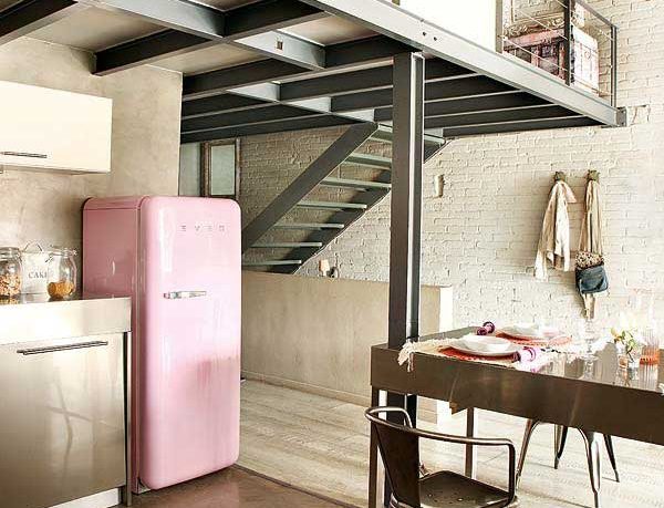Charming Pink Refrigerator Kitchen Ideas