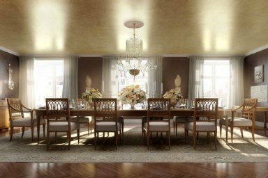 Classic Luxury Dining Room with Wooden Table
