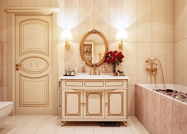 Cool Sink Unit in a Gold Toned Bathroom