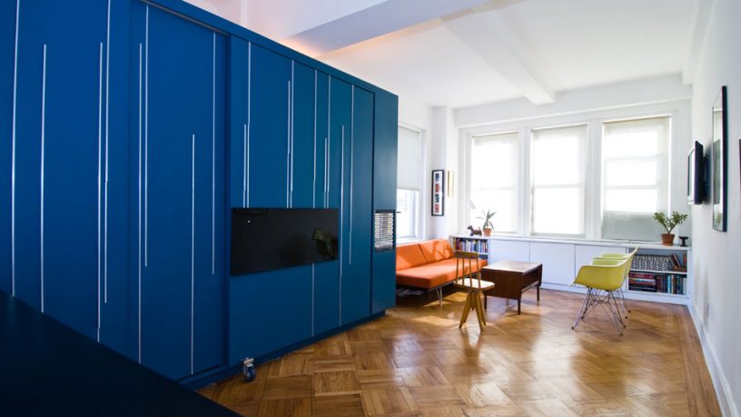 Ergonomic Furniture Blue Color Ideas in Small Apartment