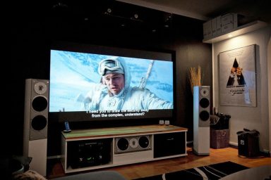 Large LCD Uber Cool Entertainment System with White Color Sound Out