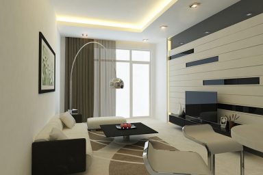 Modern Living Room Wall with Striped Decor