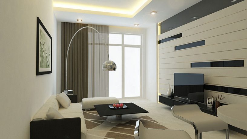 Modern Living Room Wall with Striped Decor