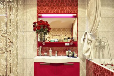 Modern Sink on a Vintage Red and Cream Color