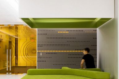 Office Relaxation Space with Comfort Green Couch