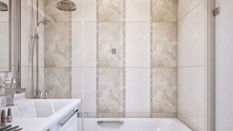 Small Bathroom with Bathtub on a Decorative Tile