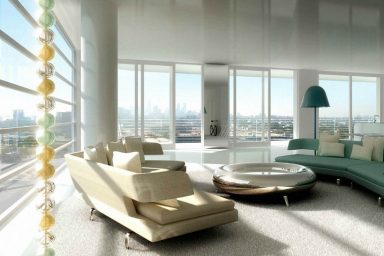 Ultra Modern Luxury Living Room with Chrome Table