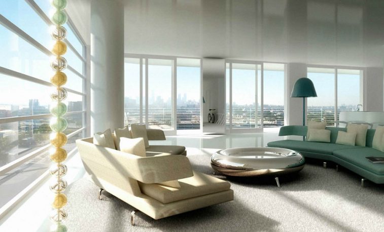 Ultra Modern Luxury Living Room with Chrome Table