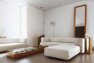 White Simple Living Room with Wood Furniture Inspirations