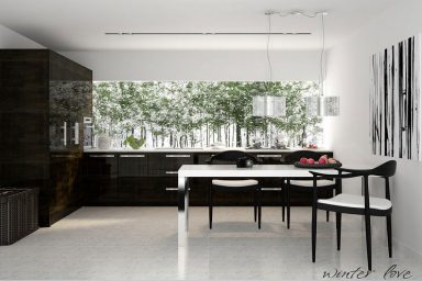 White and Black Dining Room with Winter Style Theme