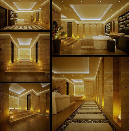 Beautiful Ceiling Lighting Spa Indoor Zen Garden