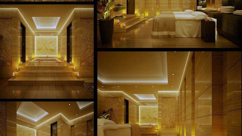Beautiful Ceiling Lighting Spa Indoor Zen Garden