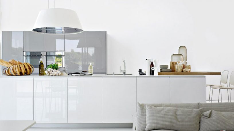 Beautiful White Kitchen with Small Sofa