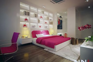 Catchy Pink White Bedroom for Teen