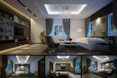 Chic Luxury Apartment Living Room with LCD TV