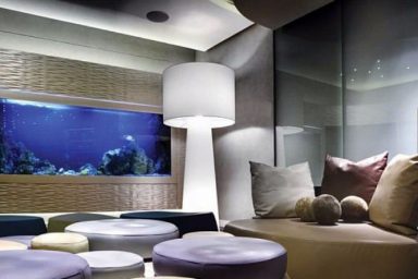 Cool Residence Living Room with Large Aquarium