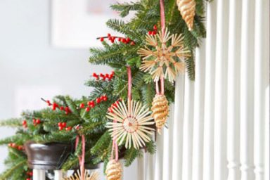 Cool Stair Decor with Pine for Christmas