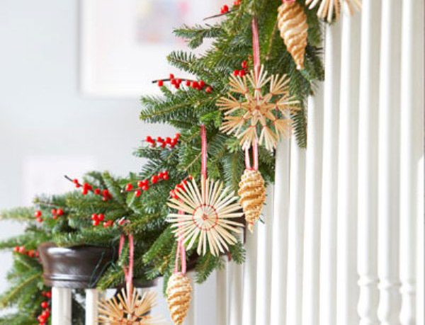 Cool Stair Decor with Pine for Christmas