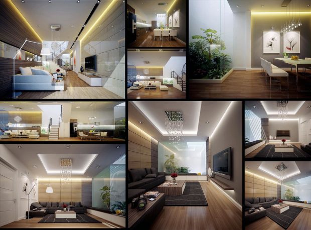 Cool Brown White Living Room Lights Ideas