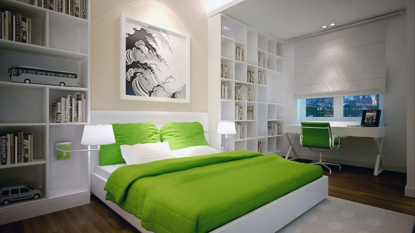Cozy Green White Bedroom for Boys
