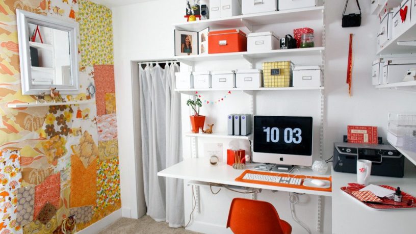 Creative Feature Wall Home Office Design