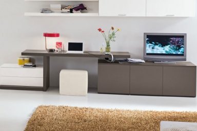 Grey Study Desk in Living Room for Teen