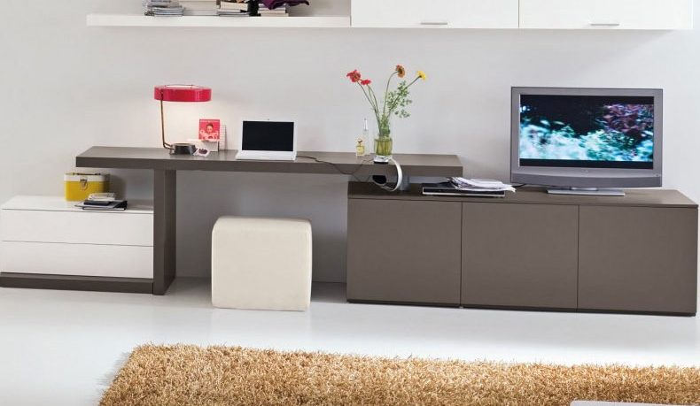 Grey Study Desk in Living Room for Teen