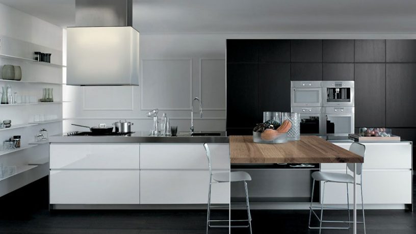 Grey and White Furniture With a Wooden Element