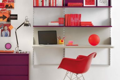 Magenta Color Shelf and Desk For Kids