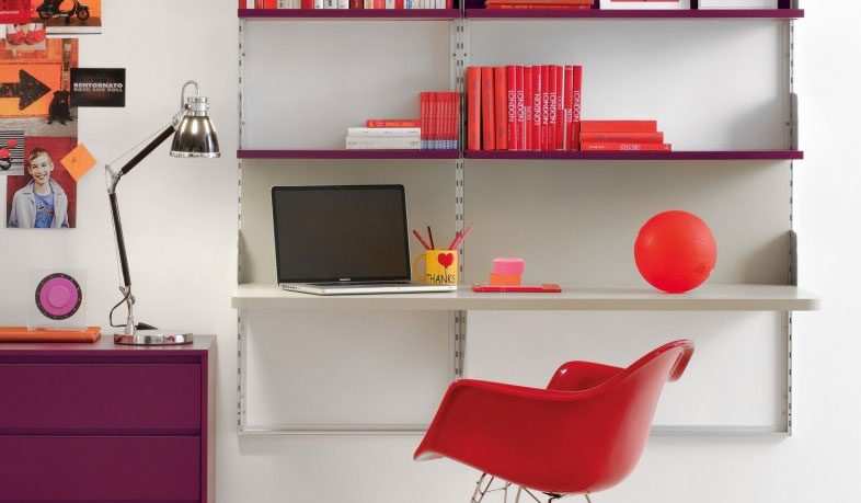 Magenta Color Shelf and Desk For Kids