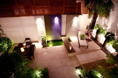 Modern Backyard with Romantic Outdoor Dinning Table
