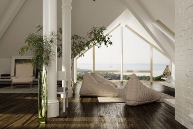 Stylish Living Areas with Wooden Floor and Sloped Ceiling