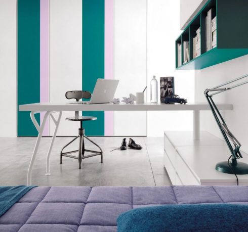 Teal Lilac Stripe Wall Decor for Tee Bedroom