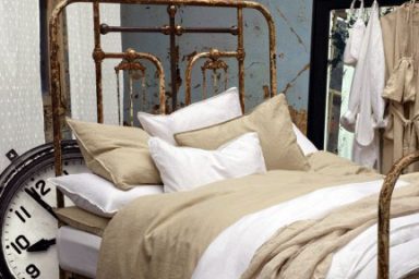 Vintage Beige and White Bedroom Design