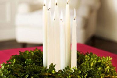 White Candle Christmas Green Flower Arrangements