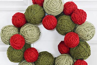 Wool Round Christmas Decor in Red and Green Color